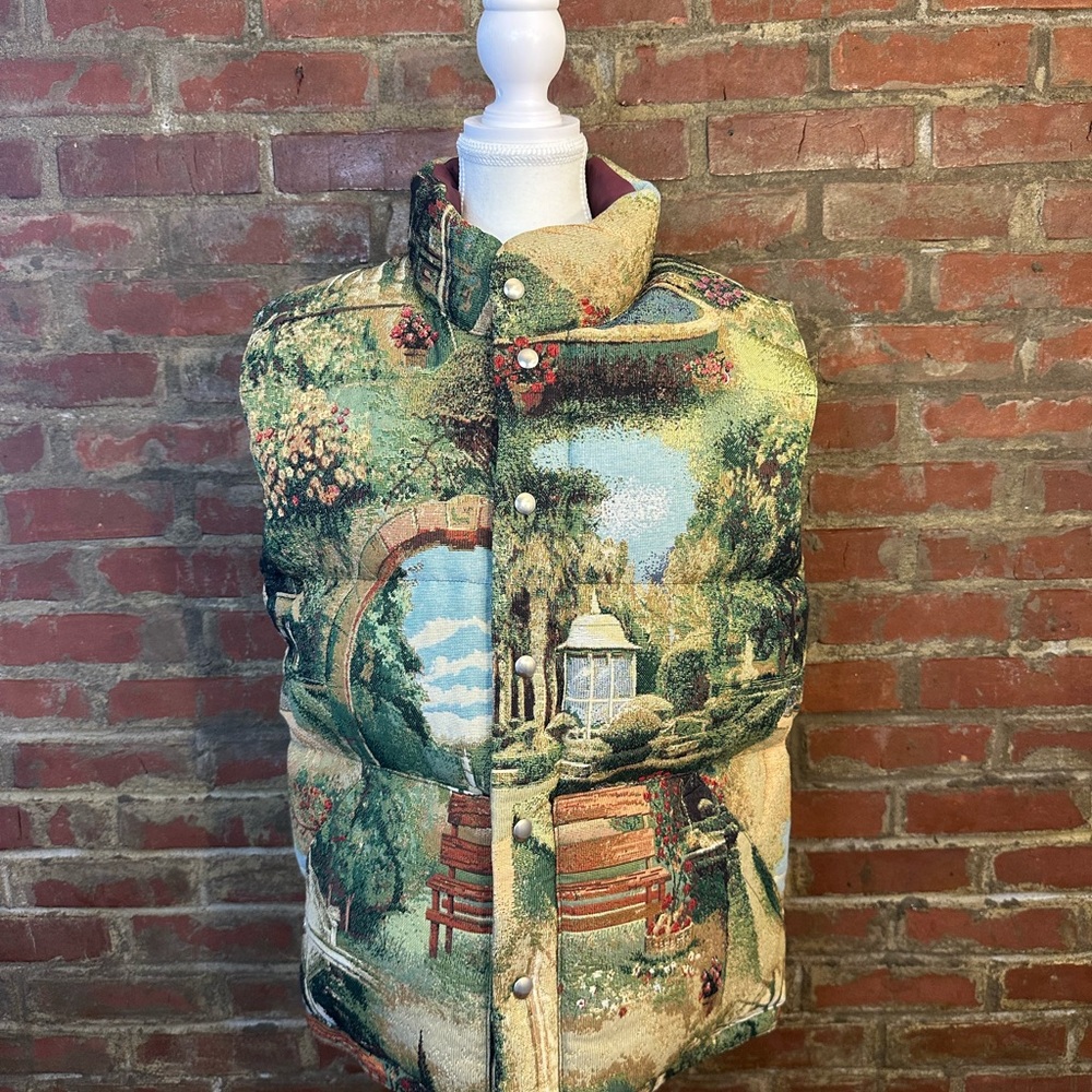 Crescent Scenic Green and Blue Quilted Vest